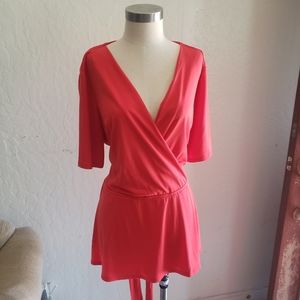 18/20 Orange Surplice Neck, Peplum Bottom w/Tie Backs Top from LB